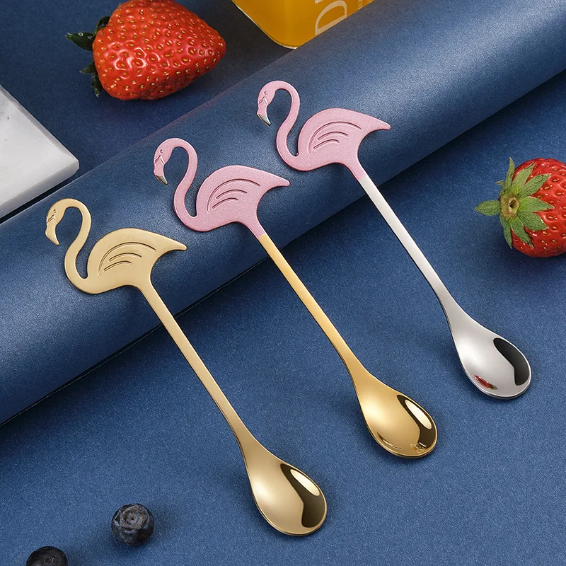Stainless Steel Flamingo Coffee Scoop Tableware Cute Ice Cream Teaspoons Stirring Spoon