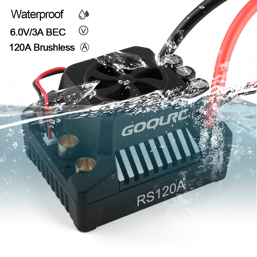 

High quality GoolRC 120A Brushless ESC Electric Speed Controller 6.0V/3A BEC for 1/8 1/10 RC Car