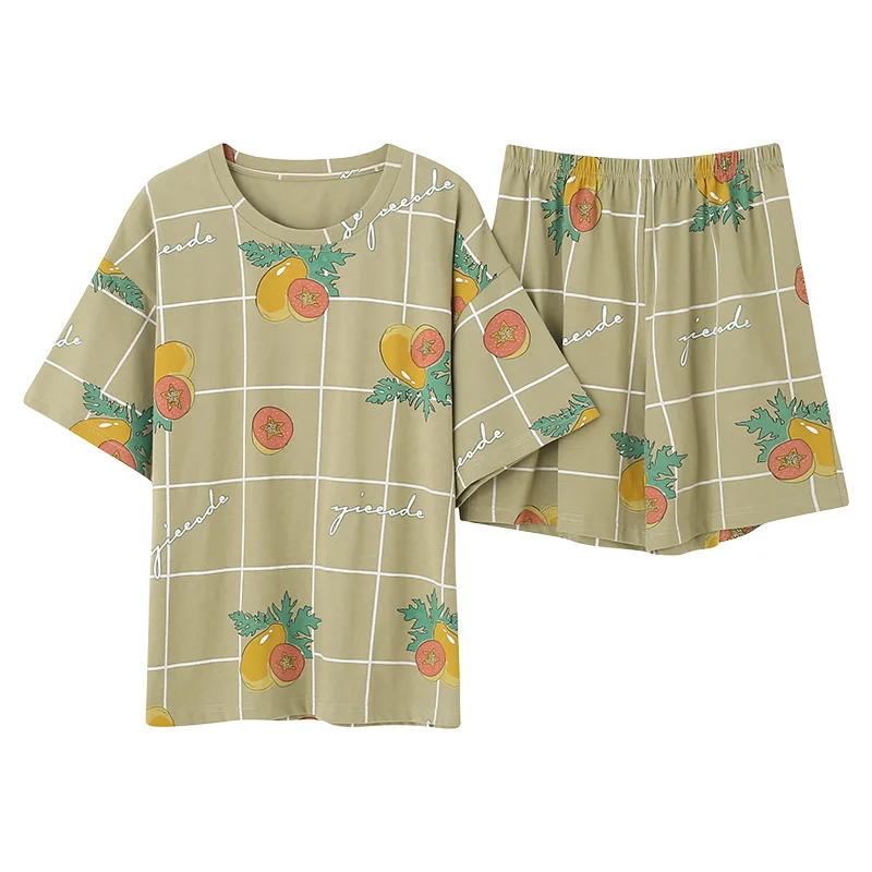 

2020 Printing Pajamas Casual Style New Short Sleeve Short Pants Woman Pajamas Set Homesuit Homeclothes Fashion Style Pjs Women