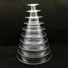 10 Livello Torre Macaron Macaron Display Stand Rotondo Del Basamento Della Torta Vassoio Pvc Cremagliera di Esposizione di Compleanno di Cerimonia Nuziale Della Torta Che Decora Gli Attrezzi(China)