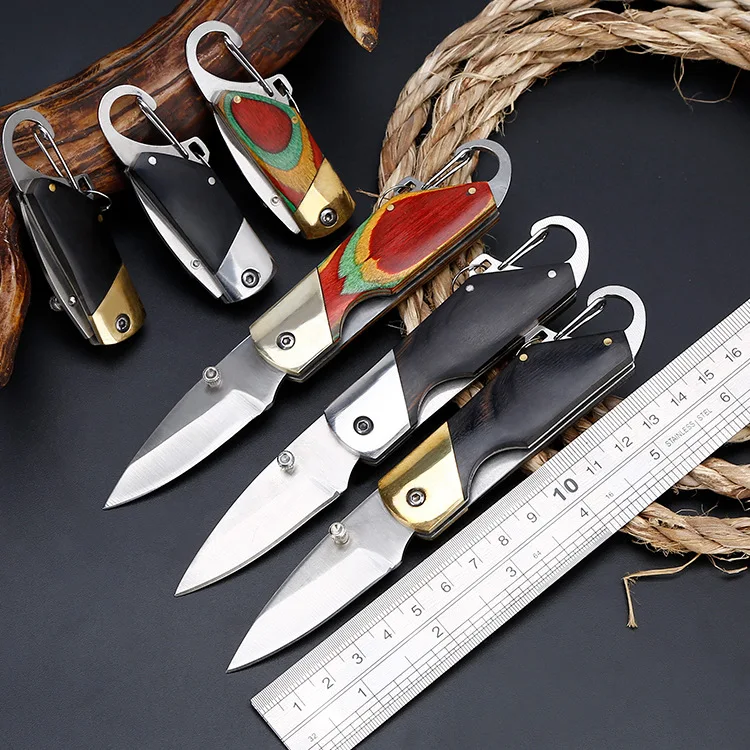 

Mini Folding Knife With Carabiner Hanging Buckle Hike Outdoor Camp Survive Box Open AUS-8 Blade Knife Kit Portable Pocket Tools
