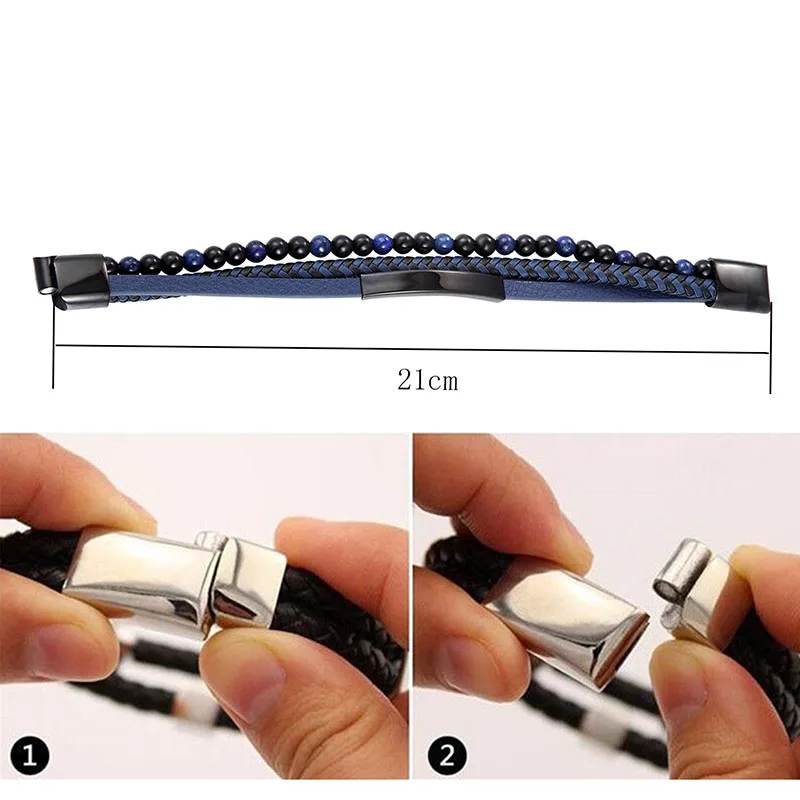 Новый 6 мм браслет из натурального камня тигровый глаз многослойный кожаный