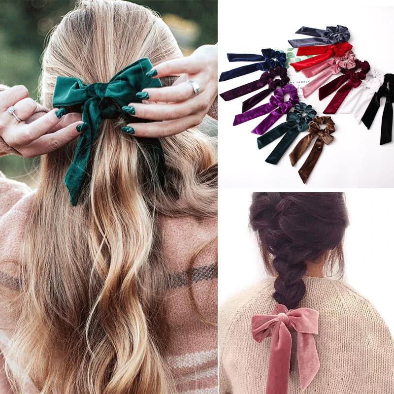 

Ribbon/Velvet Elastic Hair Band Women Hair Accessories Girls Scrunchies Tie Gum Headband Rubber Rope Ponytail Hairband Headwear
