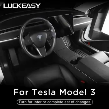 

LUCKEASY interior patch for Tesla Model 3 2017-2020 Turn fur interior full set of remodel (BLACK)