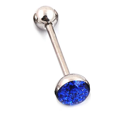 dark blue 10 шт стимпанк хирургическое стальное блестящее кольцо для языка для женщин и мужчин прямая Штанга пирсинг ювелирные изделия для тела 14 г пирсинг языка штанга - Окраска металла: dark blue