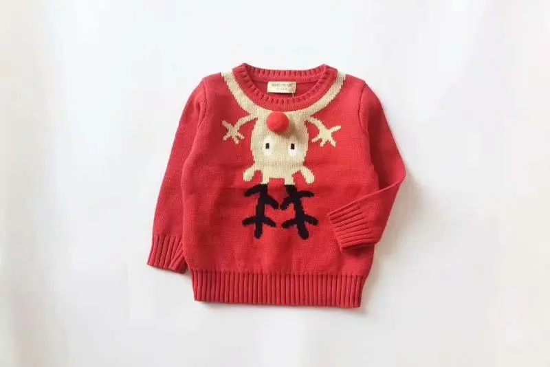 Весенне-осенний детский хлопковый Рождественский свитер для маленьких мальчиков и девочек, вязаный детский свитер с рисунком