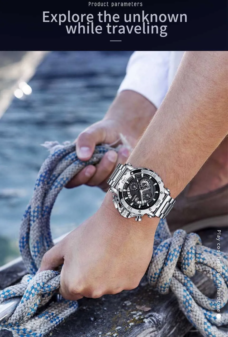 Casual Men Sport Watch Top Brand Stainless Steel Waterproof Chronograph Clock Fashion Business Men Wristwatch Gift for Men