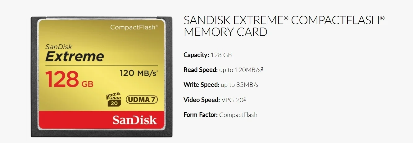 SanDisk extreme PRO Memory Card 32GB 64GB 128GB 120M/S CF card  High Speed compact flash card for DSLR and HD Camcorder discount 32gb memory card