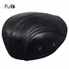 HL041 Men's  Leather baseball Cap brand new style sheep leather  beret newsboy belt hunting gatsby  black caps hats ► Photo 3/6