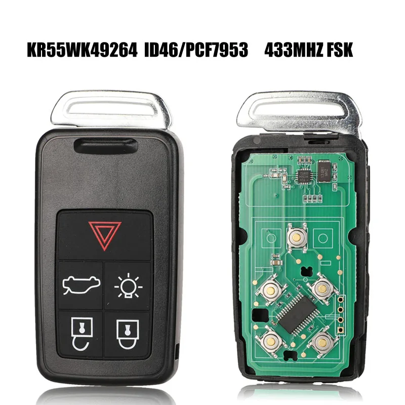 Jingyuqin дистанционного ключа автомобиля 434 МГц ID46 чип для Volvo KYDZ S60 S60L S80 V40 V60 XC60 XC70 5 кнопки смарт-ключ