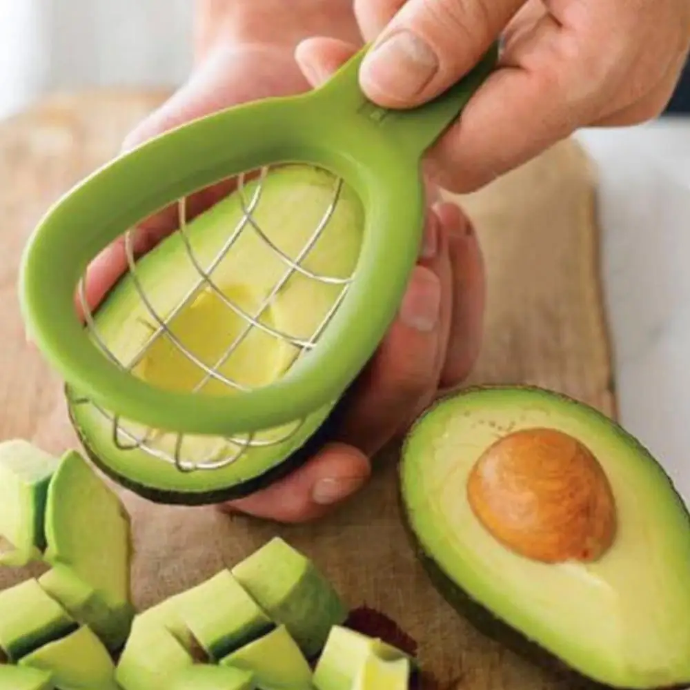 

Large Stainless Steel Cut Fruit Device Avocado Slicer Dividers Mango Splitters Knife Kitchen Salad Avocado Cube Tool