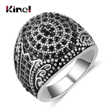 Kinel мужское кольцо в стиле панк античное серебро покрытое черным кристаллом обручальное кольцо для мужчин винтажное ювелирное изделие Прямая поставка
