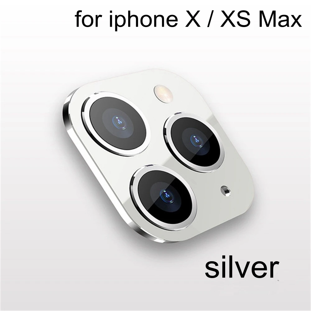 Поддельный объектив камеры задняя защитная крышка камеры стекло наклейка пленка для iPhone X XS Max Замена на iPhone 11 Pro Max - Цвет: silver-xm xs