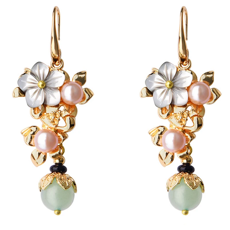 Этнический стиль серьги длинные серьги с жемчугом личности китайские стильные серьги