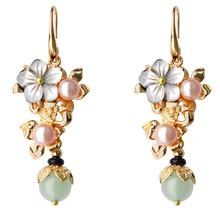 Этнический стиль серьги длинные серьги с жемчугом личности китайские стильные серьги