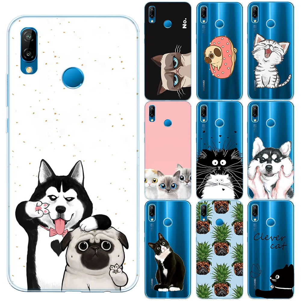 Мультяшная Милая забавная для кошек собак крышка huawei P8 P20 Lite P30 Pro силиконовый