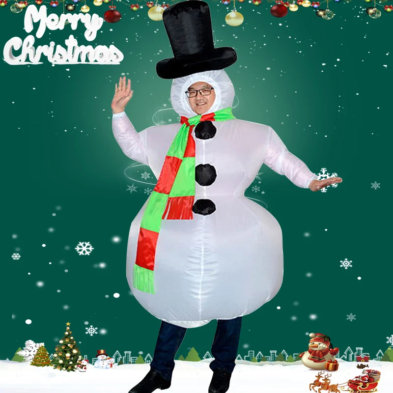 New Hot Christmas Inflatable Snowman Costume Suit for Adults Halloween Cosplay Party YAA99