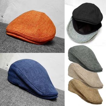 

Double Wearing Style Men Hats Berets British Western Style Ivy Cap Classic Woman Vintage Cotton And Linen Beret BLM211