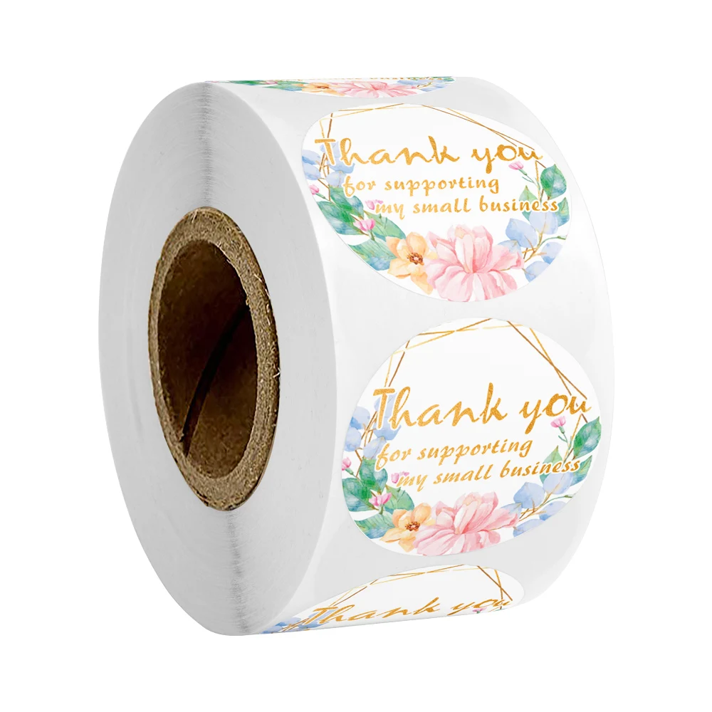 

500pcs Stationery Stickers Round Thank You for Supporting My Small Business Seal Labels for Business Gift Decoration Stickers