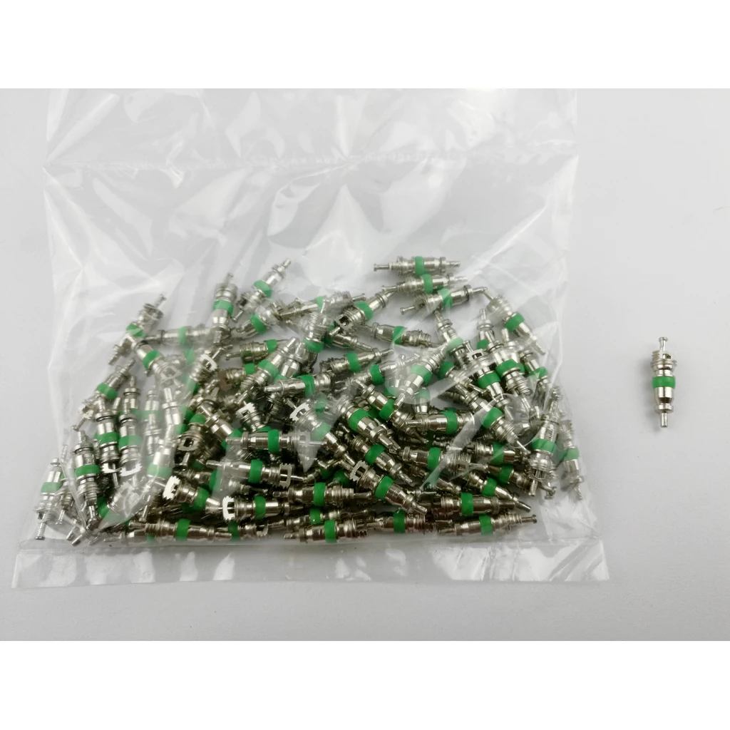 100pcs Green A/C Valve Core R134A Air Conditioning Automotive 