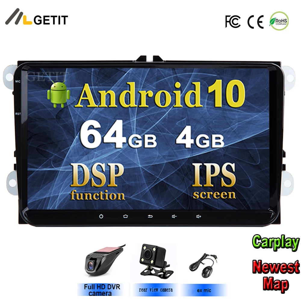 Чип DSP IPS 9 &quotAndroid 10 автомобильное радио GPS навигация для VW Skoda Octavia golf 5 6 touran passat B6 jetta