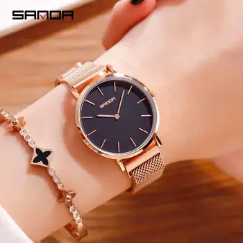 

Top Brand Sanda New Women Watch Ultra-thin Dial Wrist Watch Ladies Quartz Watches Simple Trend Woman Watch Relogio Feminino