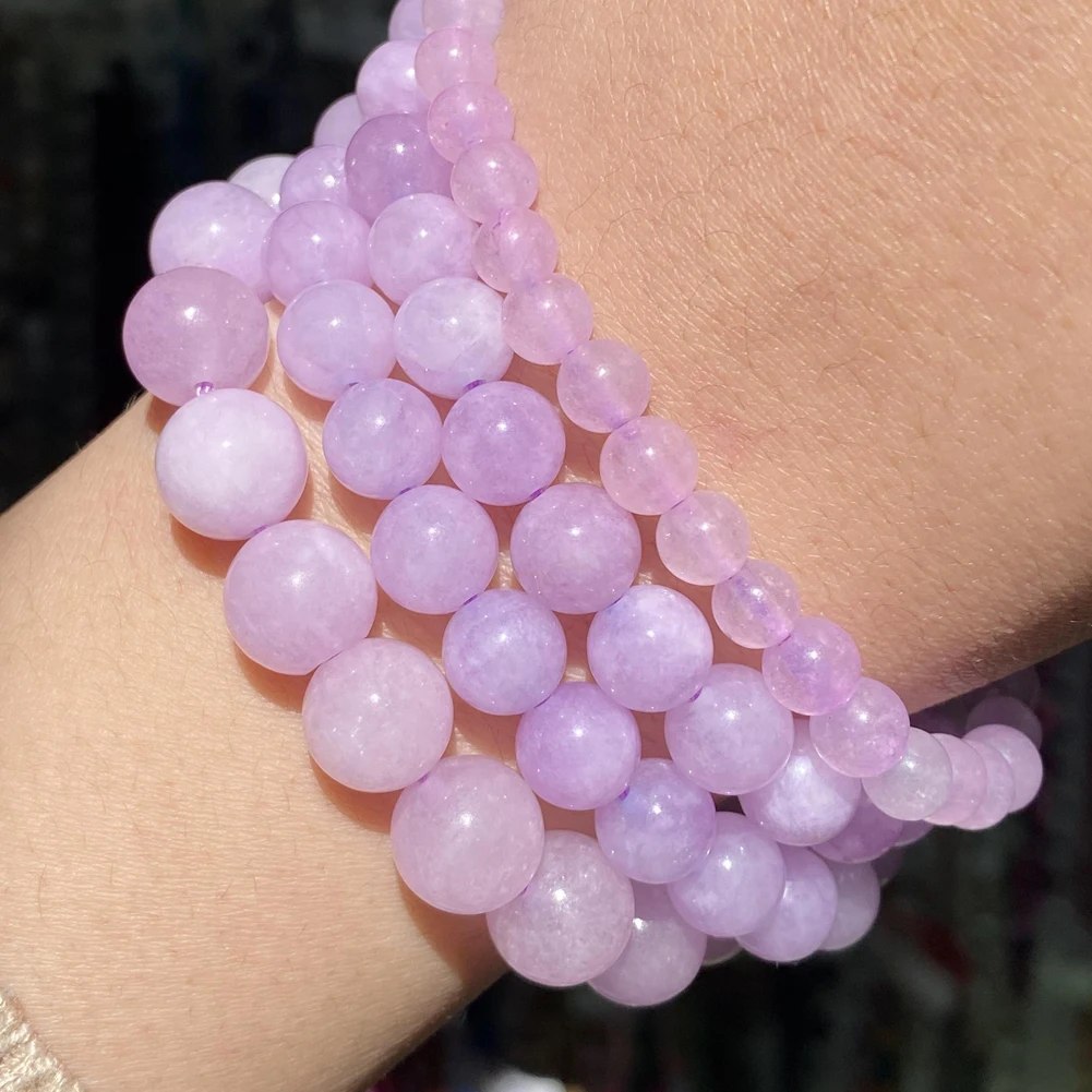 Natural Stone Purple Jades Angelite Loose Spacer Round Beads For