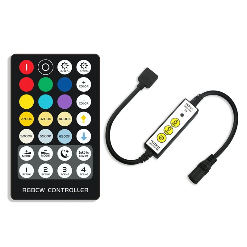 

DC5-24V 6A Mini 3Keys IR LED Dimmer Wireless Controller 28Keys Remote Control for SMD RGBCCT Strip Light Background Cabinet