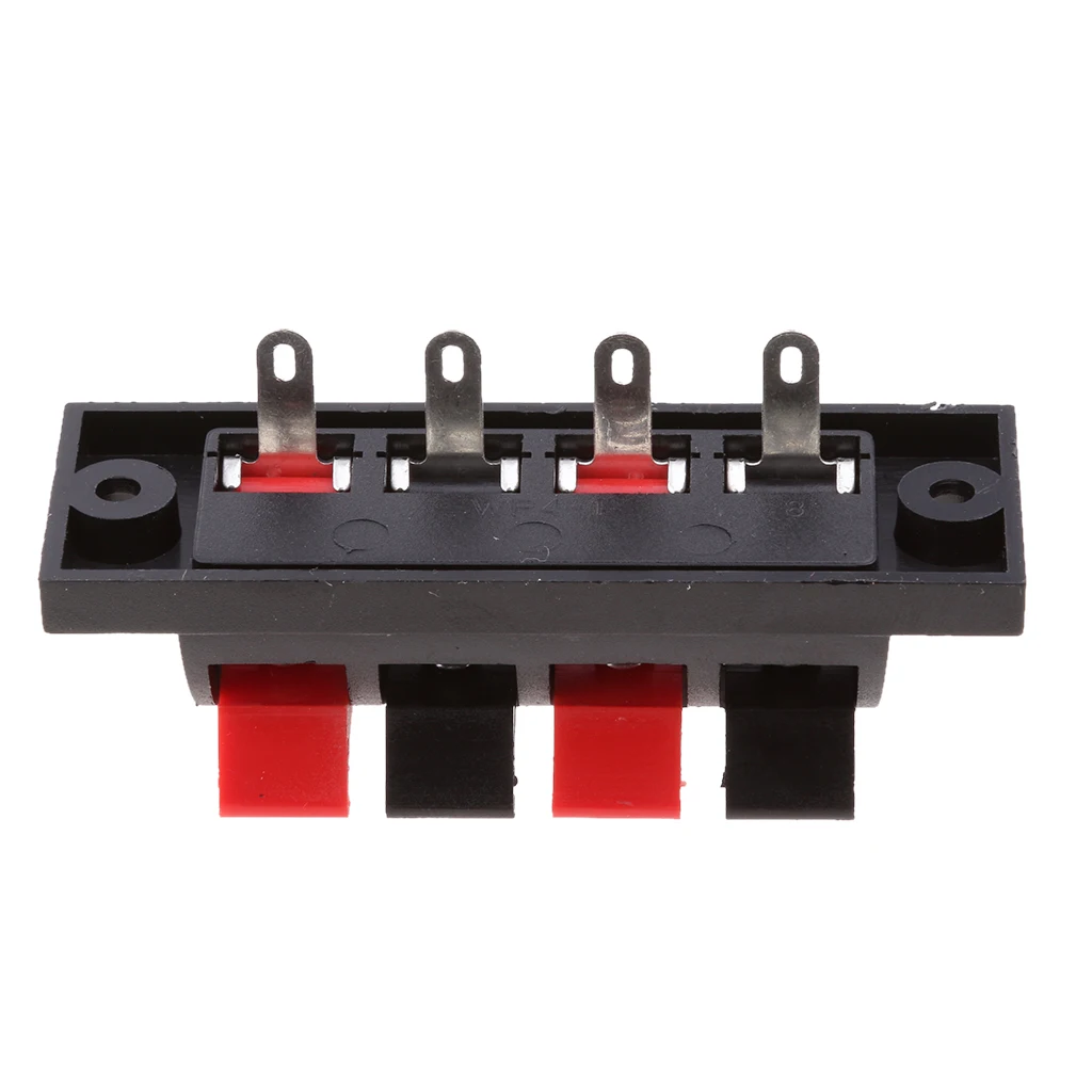 4 Way Stereo Speaker Plate Terminal Strip Push Connector Block 4 Pieces