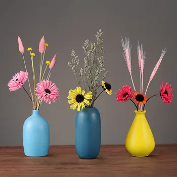 

SIMPLE MODERN CERAMIC VASE FAKE DRIED FLOWER SET ART HOME LIVINGROOM FURNISHING DECORATION HOTEL DINING TABLE ORNAMENTS CRAFTS