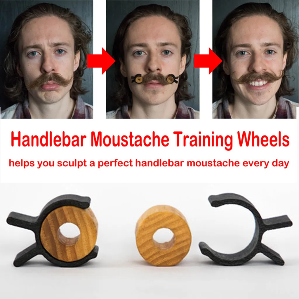 

Wood Silica Gel Handlebar Moustache Training Wheels For Men Salon Mustache Styling Template for Beard Shaping Trimming Tool Y812