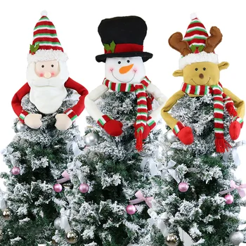 

Santa Claus/Snowman/Elk Head Christmas Tree Topper Decoration Deer Santa Holiday XMAS Party Festive Hanging Ornament Decoration