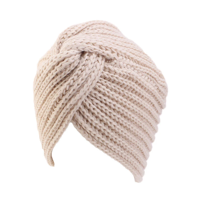 Xugar банданы в богемном стиле с узелком для женщин, осенне-зимняя теплая вязаная шапка-тюрбан, Однотонные эластичные шарфы, шапка - Цвет: 5