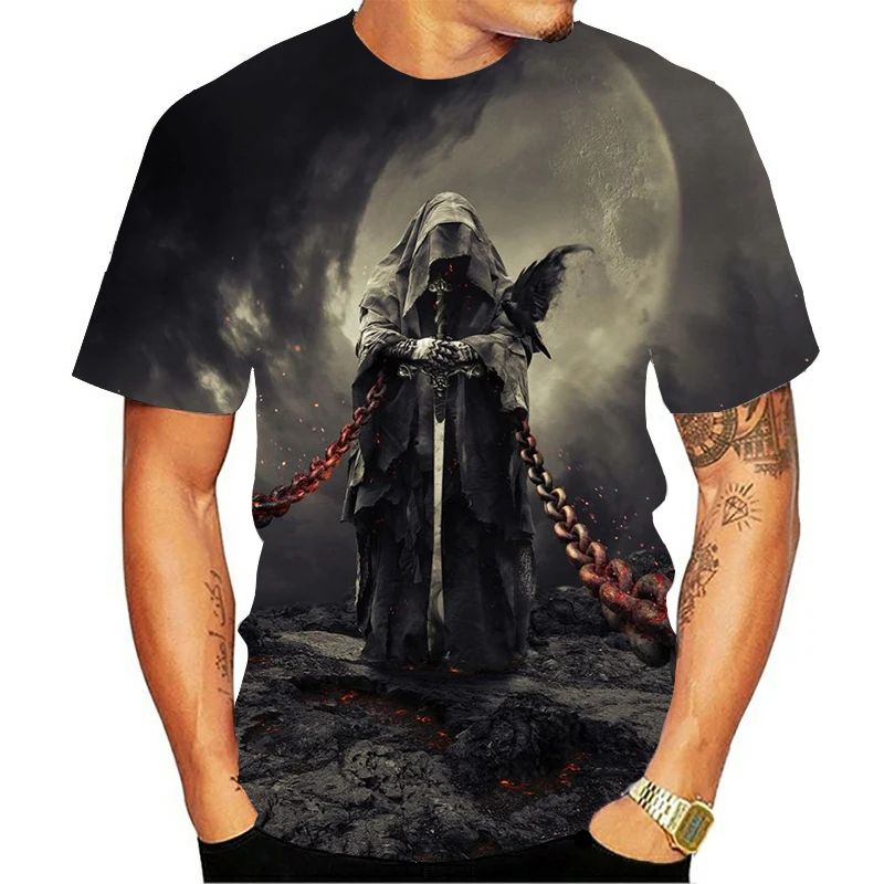 

Summer New Heavy metal rock skull 3d T Shirt Summer Hipster Short Sleeve Tee Tops Men/Women Casual T-Shirts Homme Short sleeve t