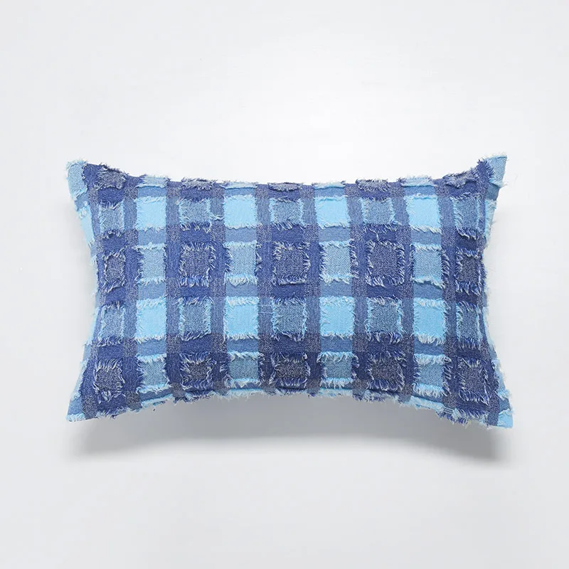 1cushion cover30x50 Удобные новые домашние Чехлы для диванных подушек 45*45 см 30*50 см 45x45 см в клетку без внутреннего квадрата синие бежевые Декоративные Чехлы для подушек X180 - Цвет: 1cushion cover30x50