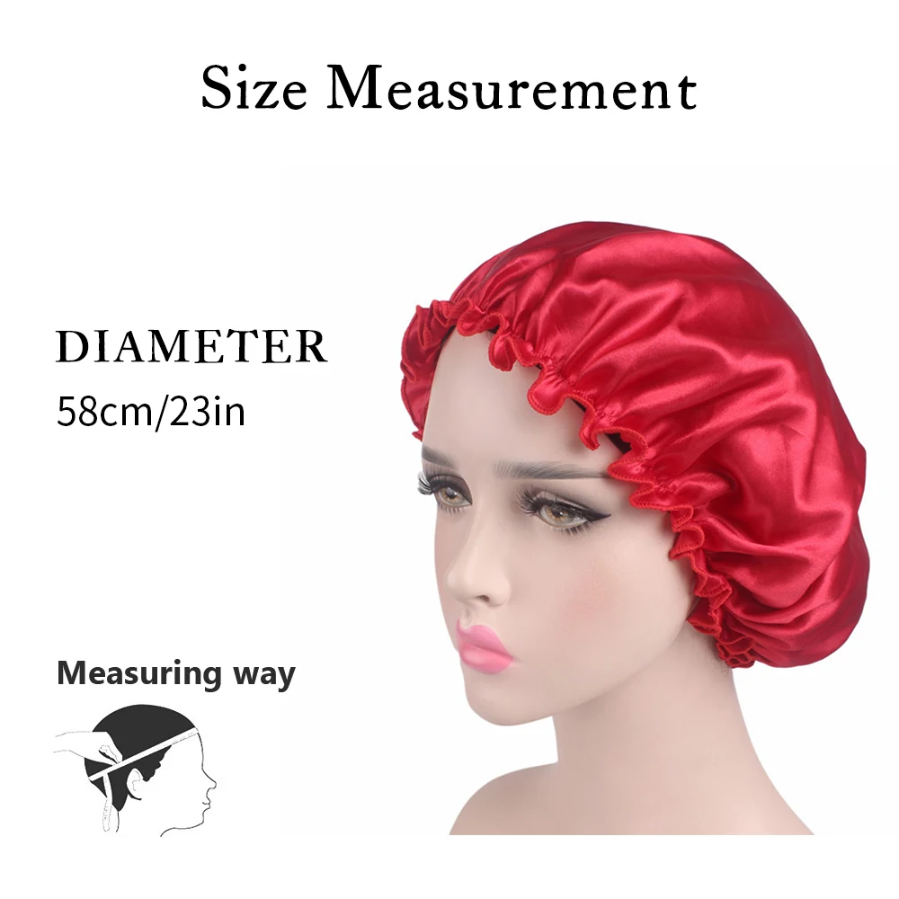 Атласная шапочка для волос ночного сна Женская душевая женская шелковая шапка с