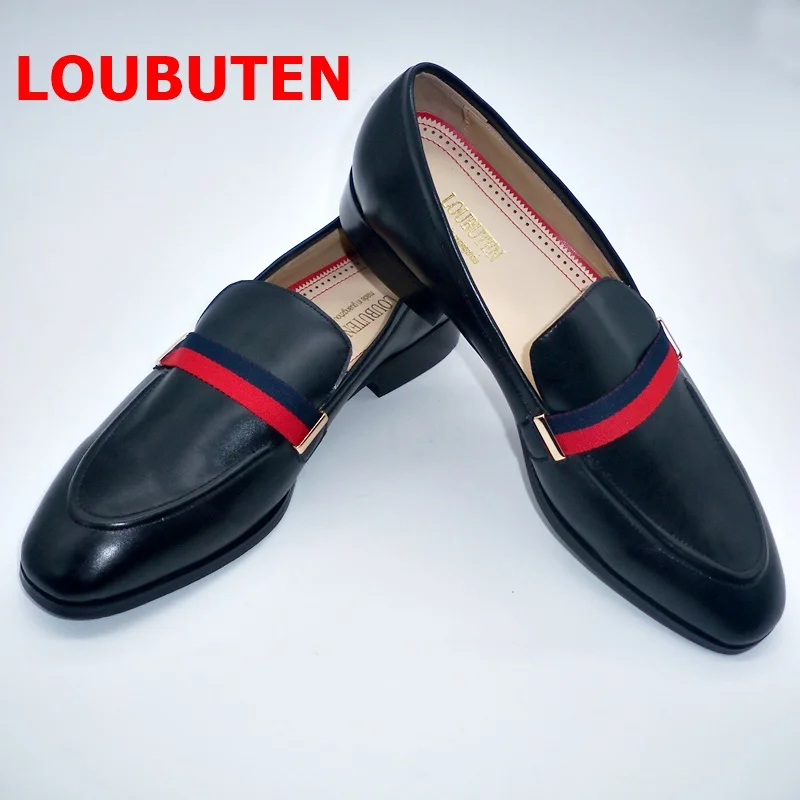 LOUBUTEN/Новинка; модные черные лоферы из мягкой натуральной кожи; мужская повседневная обувь без шнуровки; Роскошная обувь для вождения; Мужские модельные туфли для вечеринки