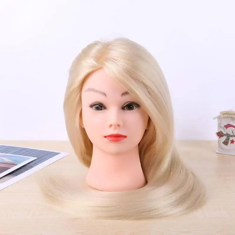 

3 style Fake Mannequin Training Head Model Makeup Practice Model Showcase Hats Display Fiber Hair Synthetic Hairdressing