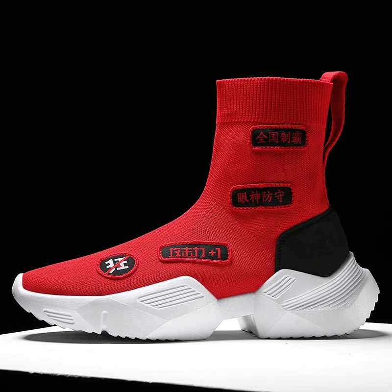 

Men 2019 High Top Socks Shoes Causal Shoes Man Breathable Mesh Boots Shoes Fashion Men Fly Weave Sneakers Men Footwear