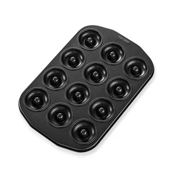 

New Arrival 12 Cup Mini Donut Pan Non Stick Cookie Moulds Black Cake Pans Cooking Tools Bakeware Easy to Clean Kitchen Tools