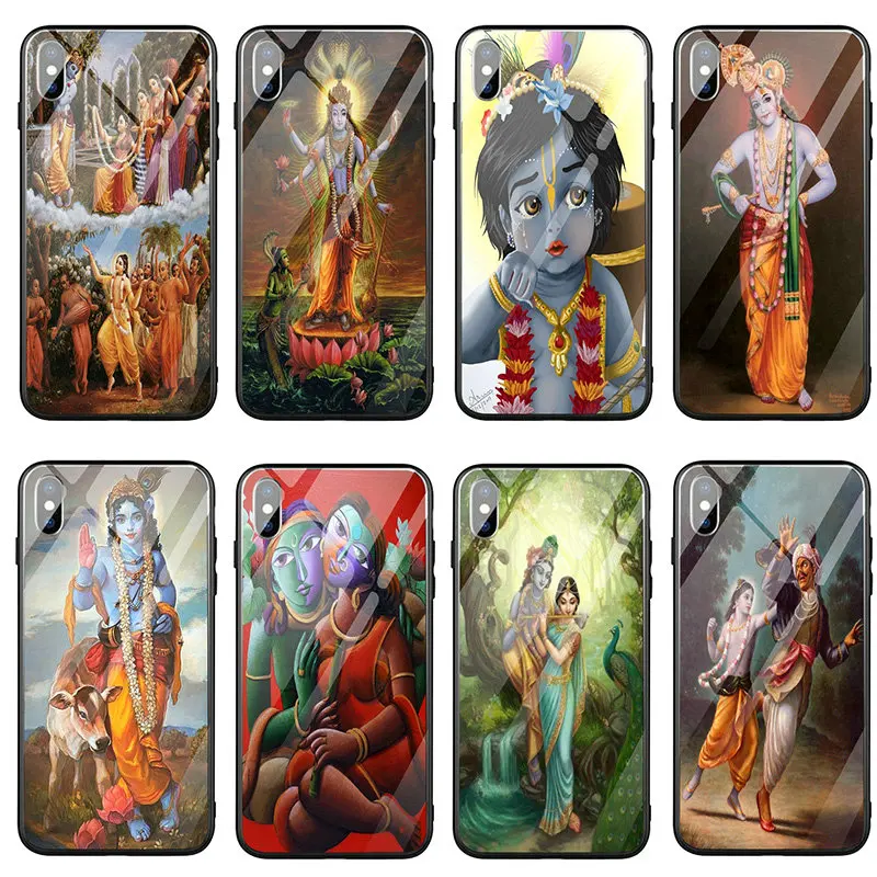 God Shree Krishna для iPhone 5 5S SE 2020 6 6S 7 8 Plus X XR XS 11 Pro Max чехлы телефонов из закаленного стекла
