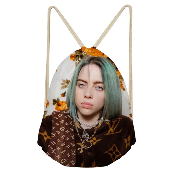 Thikin Billie Eilish Повседневное мешок на завязках сумка для йоги, спортивная сумка для йоги, рюкзак для малышей в мягкой обложке на низкой подошве; женские пляжные сумка со шнурком мешок - Цвет: CDZHL732Z3