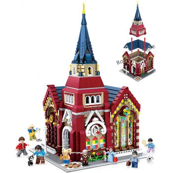 

Lepining City Street View Bricks Friends Castle Architecture Church House DIY Villa Model Building Blocks Children Toys Gifts
