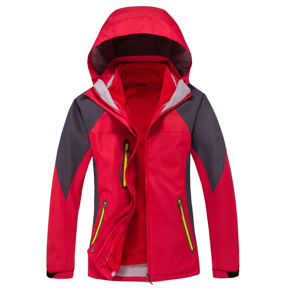 

Women 2 in 1 Outdoor Ski Jacket with Removable Fleece Liner Jacket & Hooded Waterproof Soft Shell L/XL/XXL for Hiking Trekking