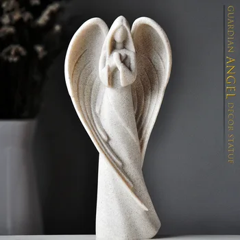 

European Guardian angel sculpture decoration living room study creative statue crafts retro home accessories prayer angel