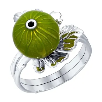

SOKOLOV ring of silver with enamel, fashion jewelry, 925, women's male