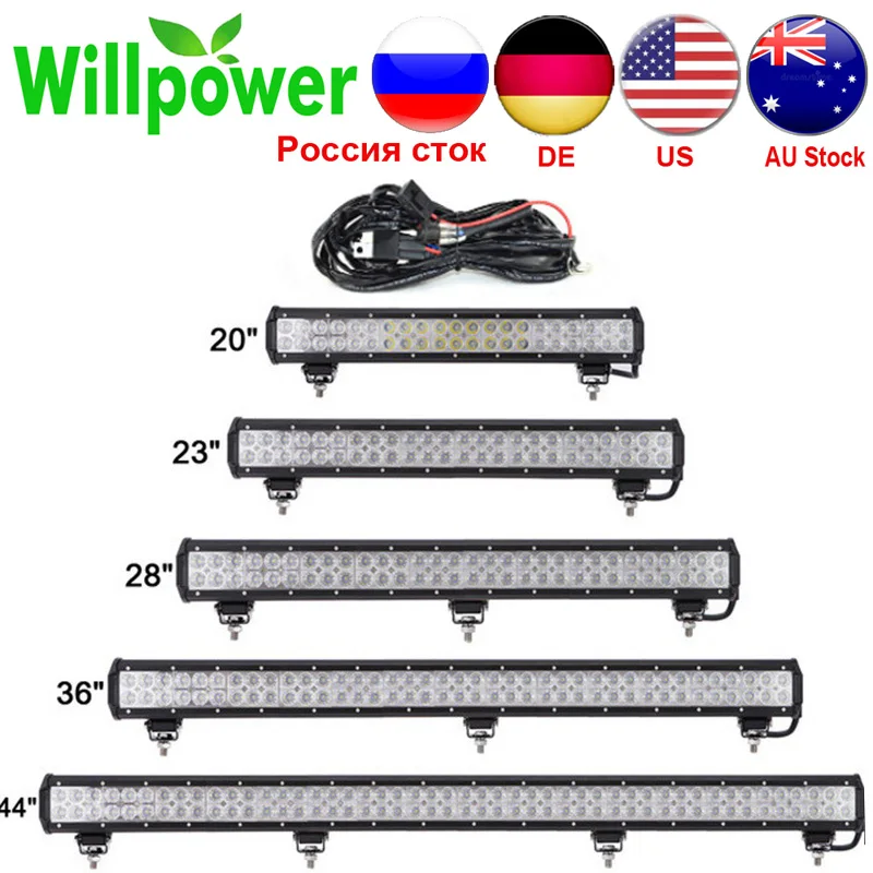 Skup Pozioma listwa świetlna Led do 4x4 ciężarówka terenowa SUV ATV łódź samochód 4WD 12V 24V kombi wiązka Led praca OffRoad kolumna świetlna