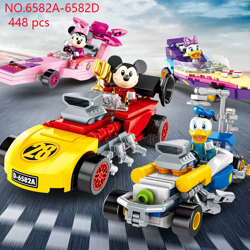 ディズニーミッキーマウスミニーダック創造テクニック速度車スポーツレーシングカーモデルブロック子供のおもちゃギフト ブロック Aliexpress