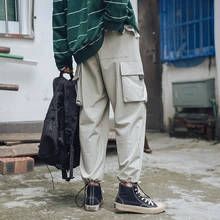 Новинка года; сезон весна-осень; японские рабочие брюки с несколькими карманами; модные повседневные брюки для мужчин; цвет черный, хаки, бежевый