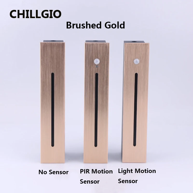 CHILLGIO Recessed Led Stairs Sensor Lights Step Aluminum Hallway Staircase Footlights IP65 Waterproof Indoor Night Corner Lamps plug in wall lights Wall Lamps